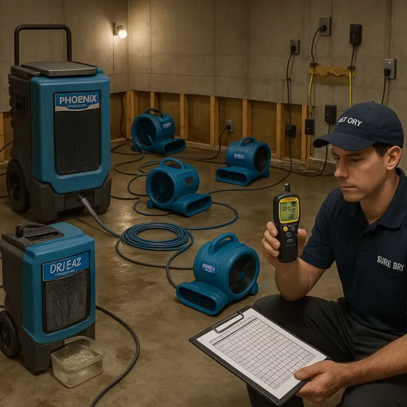 Structural Drying and Dehumidification process in Jefferson County, OK